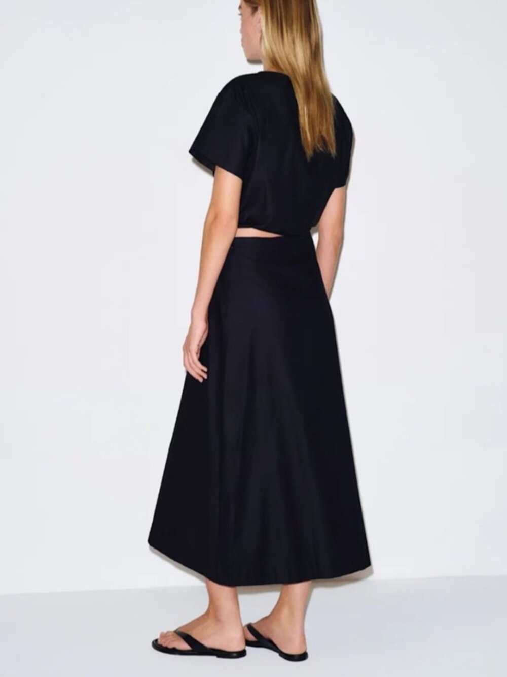 NEW Reformation Jordan Two Piece Short Sleeve Skirt Set Cotton Black | US 0 UK 4 - Picture 4 of 14